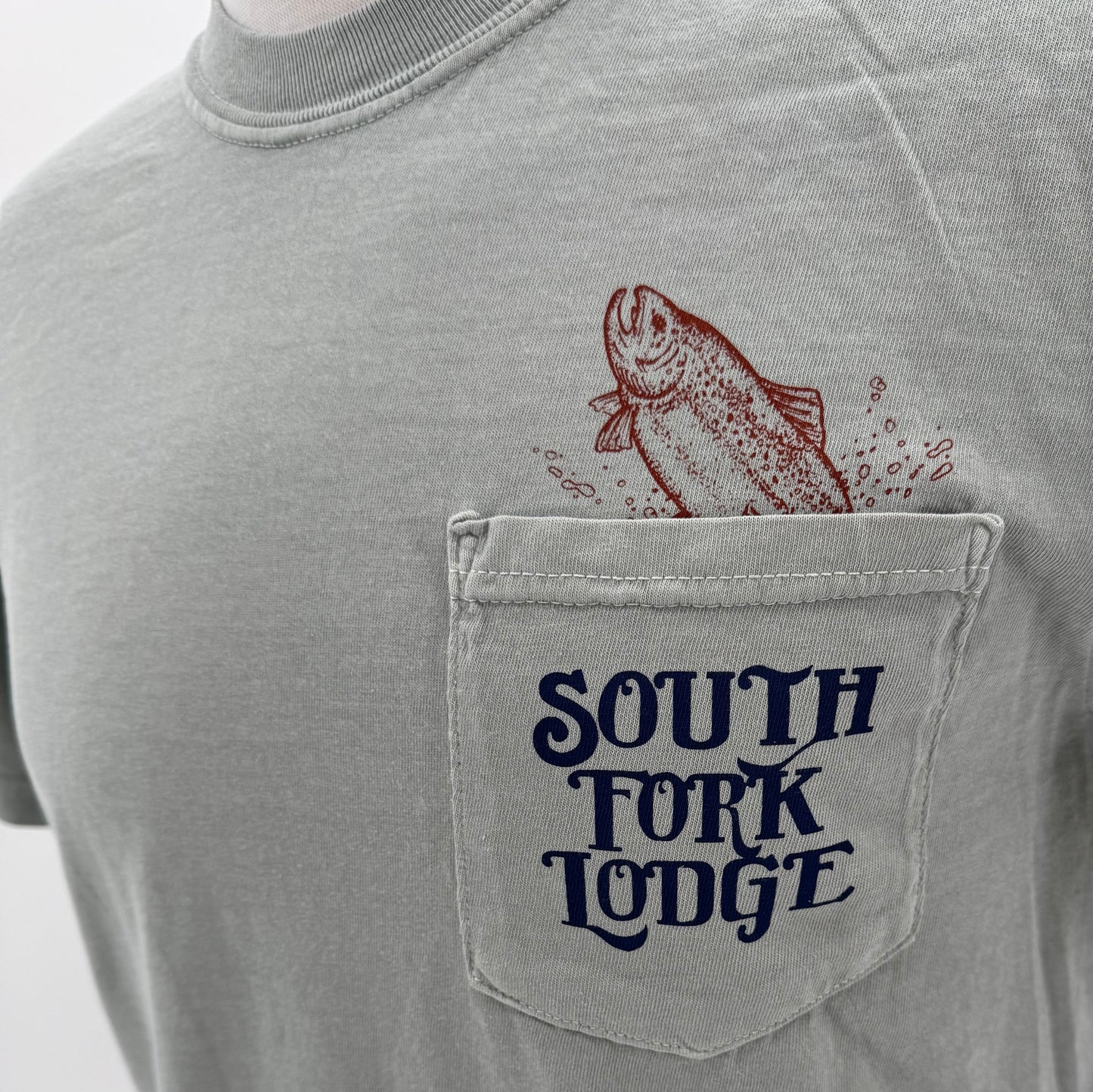 South Fork Lodge Fishing and Float Trips Pocket T-Shirt