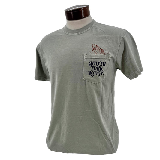South Fork Lodge Fishing and Float Trips Pocket T-Shirt