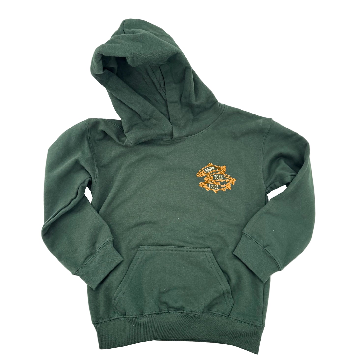 South Fork Lodge Youth Green Hoody with Birds Eye View Logo