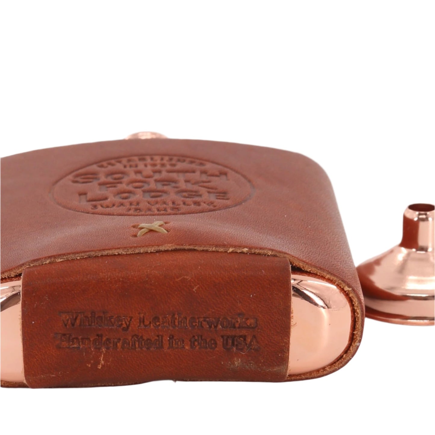 South Fork Lodge Leather Wrapped Copper Flask