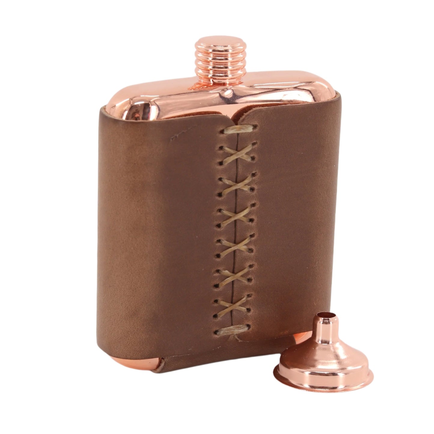 South Fork Lodge Leather Wrapped Copper Flask