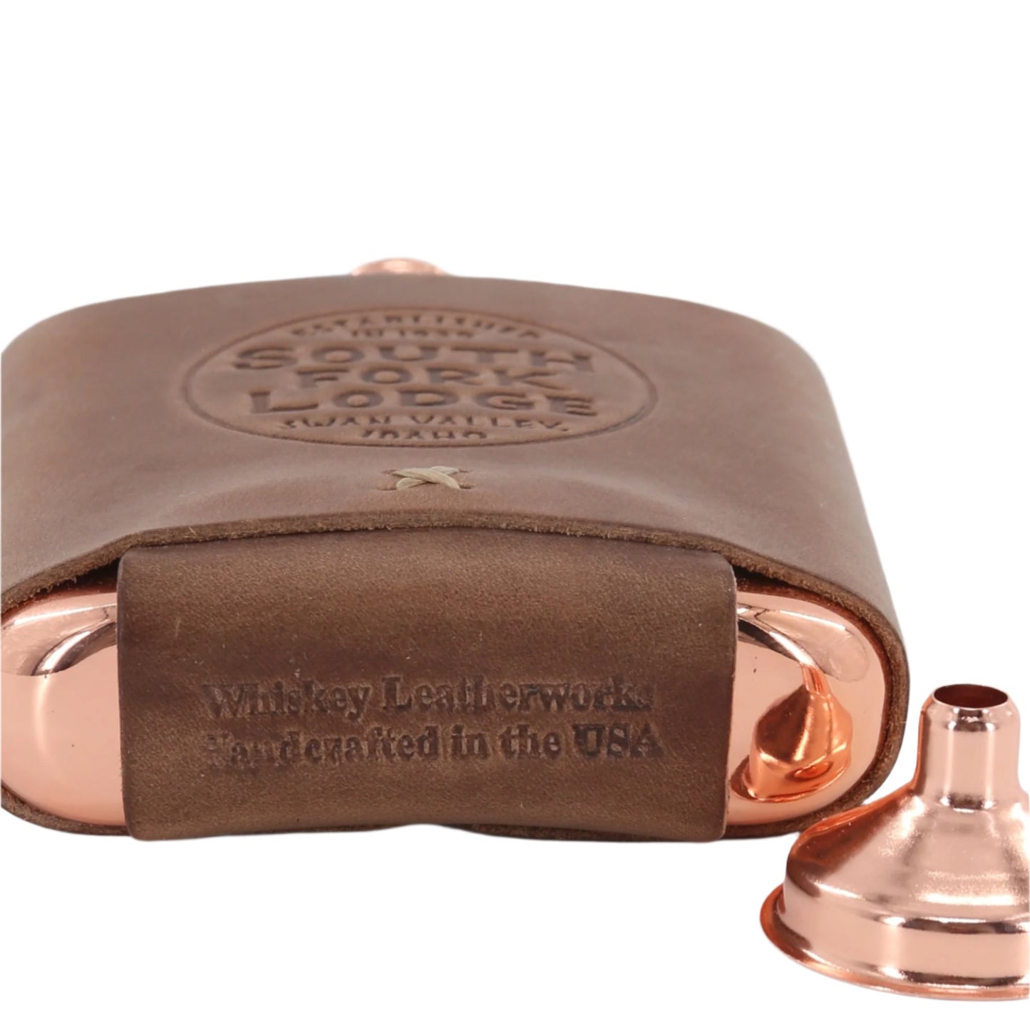 South Fork Lodge Leather Wrapped Copper Flask