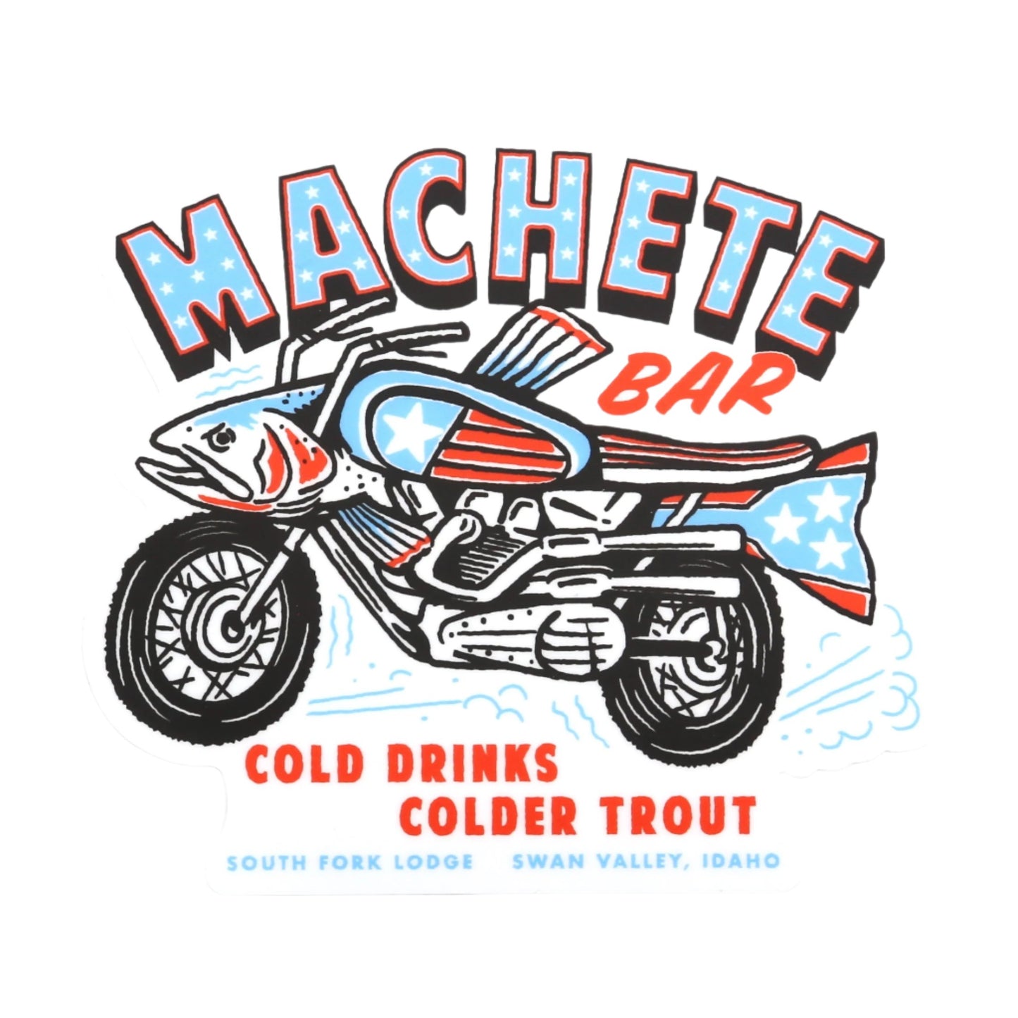 Machete Bar Trout Motorcycle Sticker