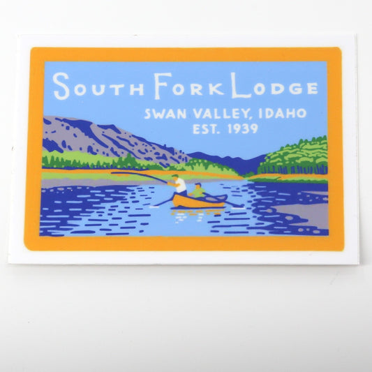 South Fork Lodge Drift Boat Flag Sticker