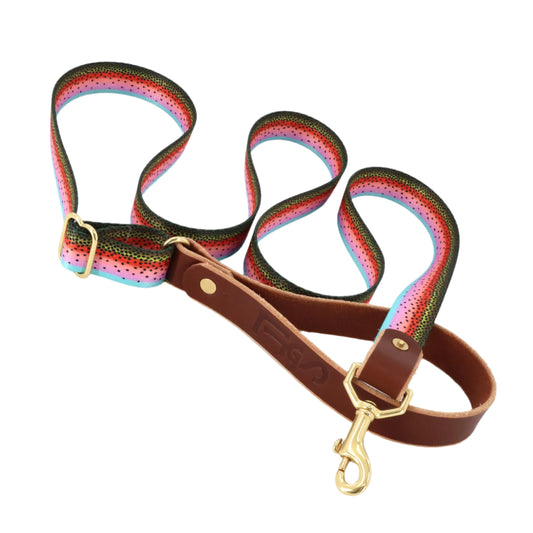 South Fork Lodge Adjustable Length Dog Leash - Rainbow Trout